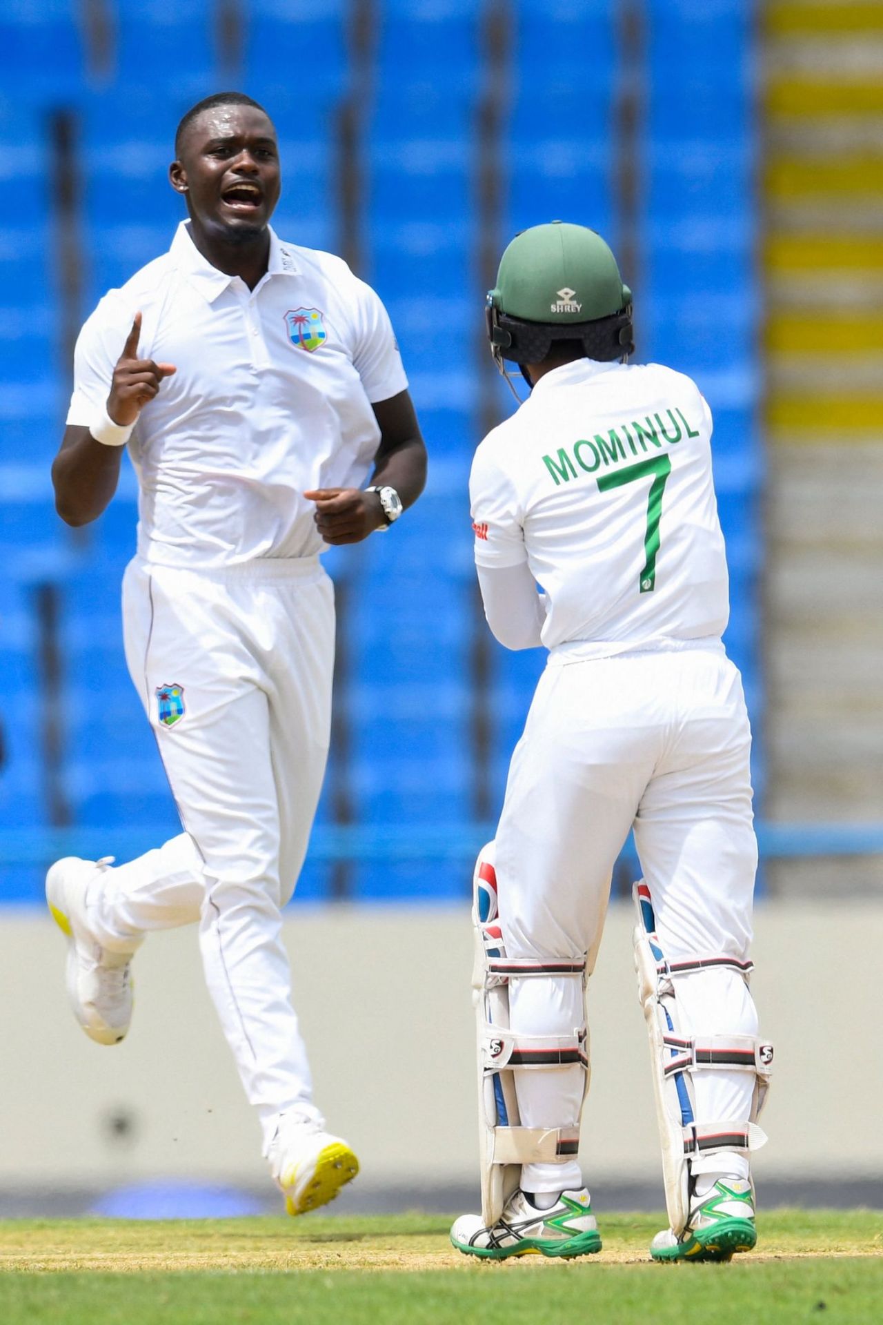 Jayden Seales sent back Mominul Haque early, West Indies vs Bangladesh, 1st Test, Antigua, Day 1, June 16, 2022
