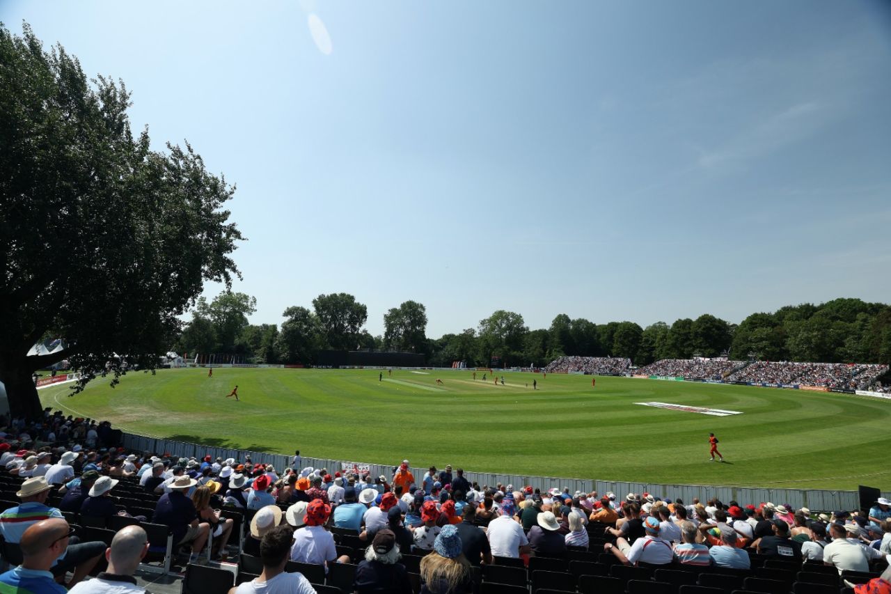 A general view of the VRA Ground at Amstelveen, during the first ODI vs England, Netherlands vs England, 1st ODI, Amstelveen, June 17, 2022