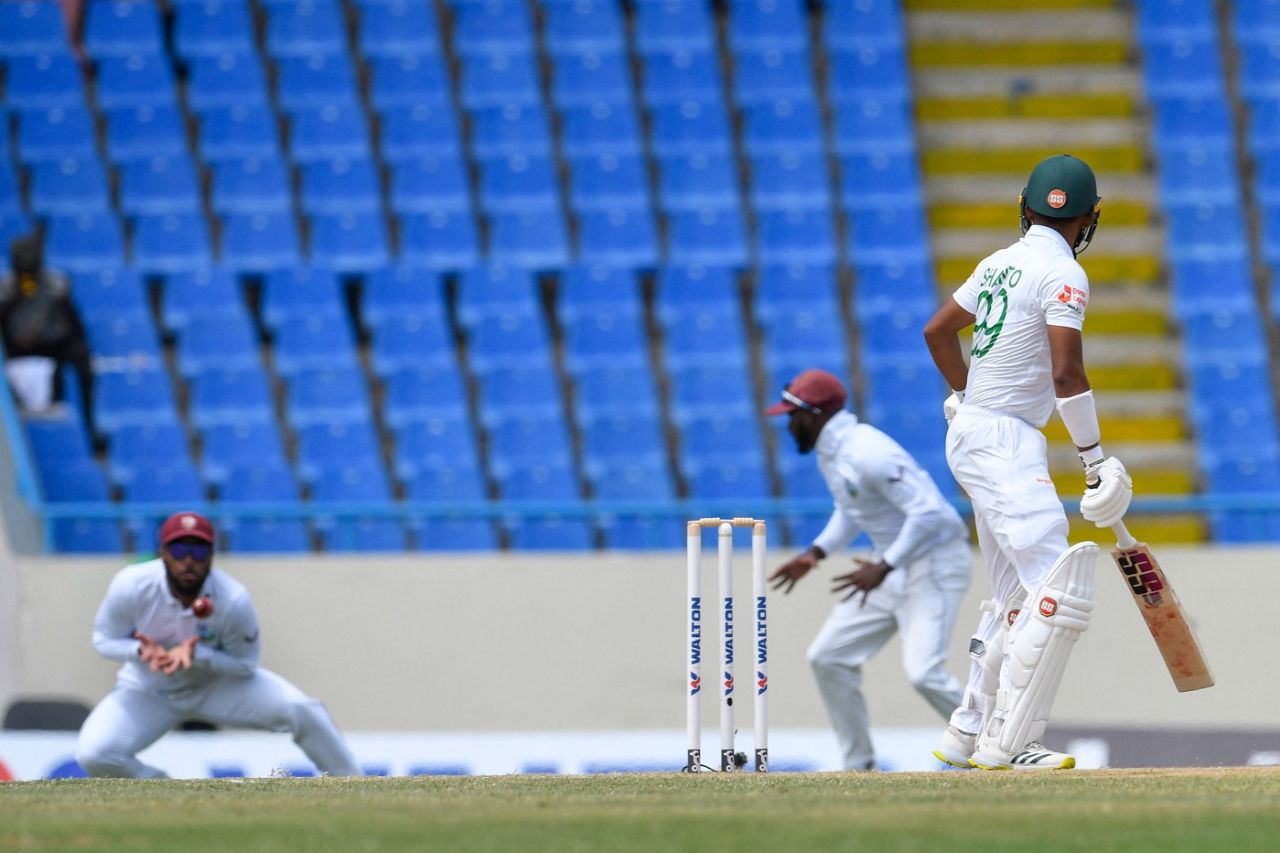 Najmul Hossain Shanto edges one behind to John Campbell, West Indies vs Bangladesh, 1st Test, Antigua, 3rd day, June 18, 2022
