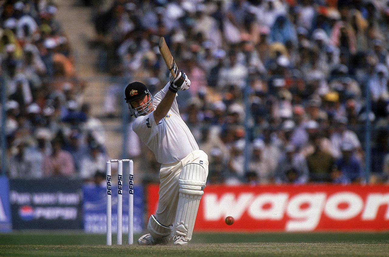 Steve Waugh drives, India v Australia, 2nd Test, Kolkata,  2nd day, March 12, 2001