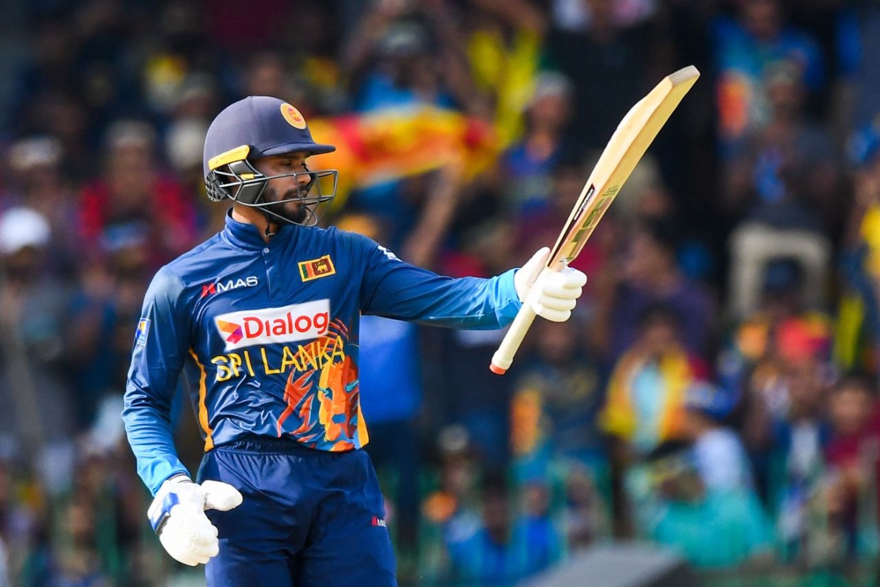 Dhananjaya de Silva celebrates his half-century, Sri Lanka vs Australia, 4th ODI, Colombo, June 21, 2022
