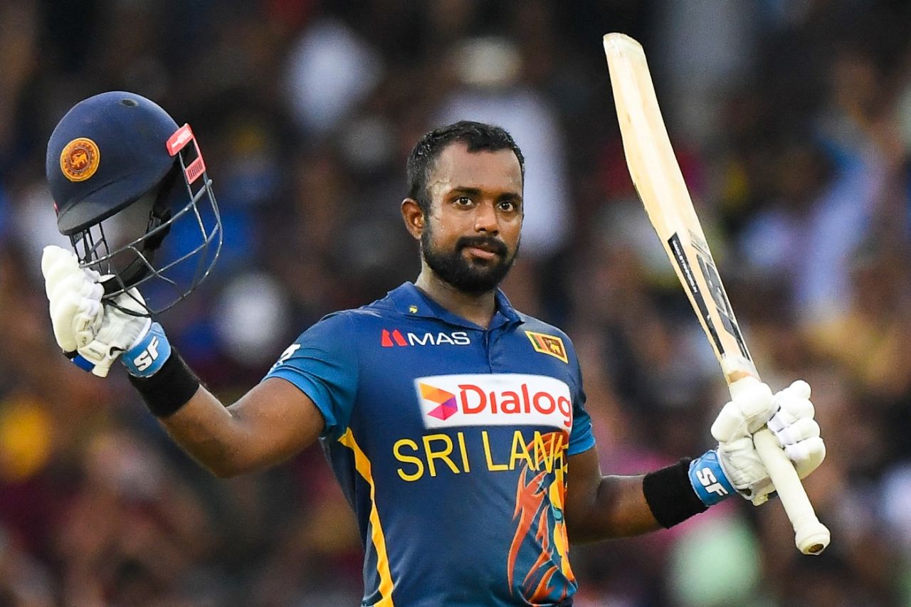 Charith Asalanka takes in the ovation for his century, Sri Lanka vs Australia, 4th ODI, Colombo, June 21, 2022
