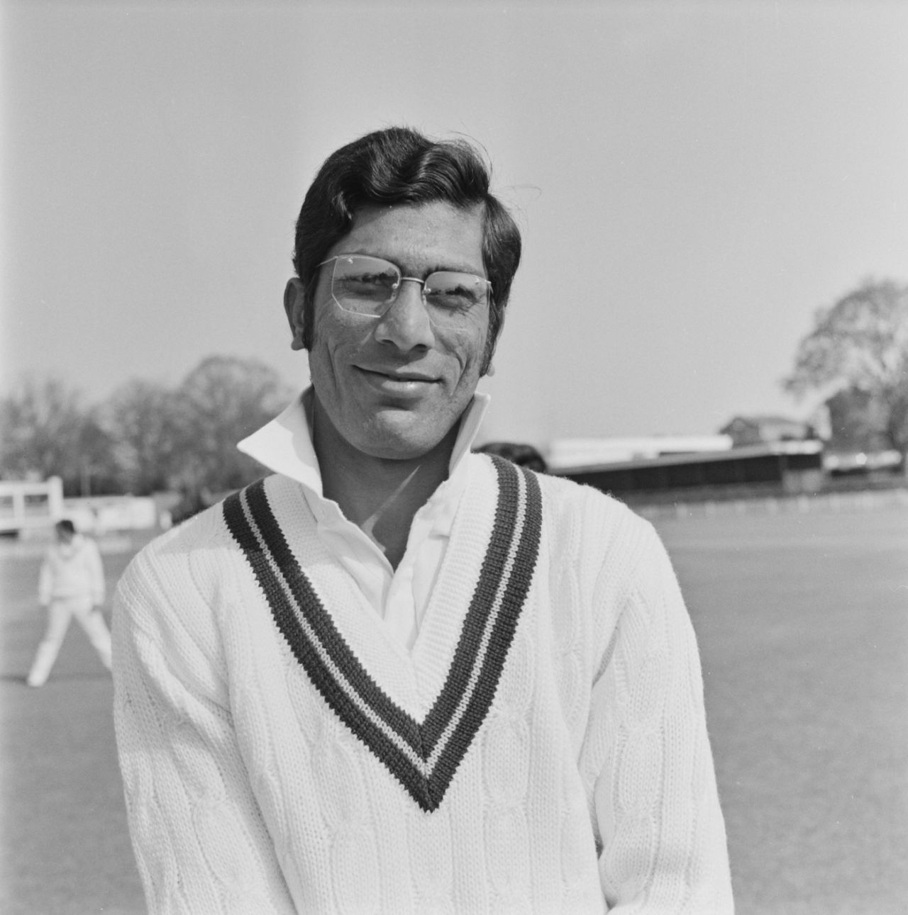 Zaheer Abbas poses for a photo ahead of a tour game against Worcestershire in May 1971