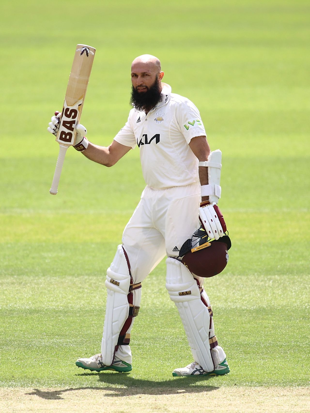 Hashim Amla acknowledges his hundred, Surrey vs Kent, County Championship, Division One, The Oval, June 26, 2022