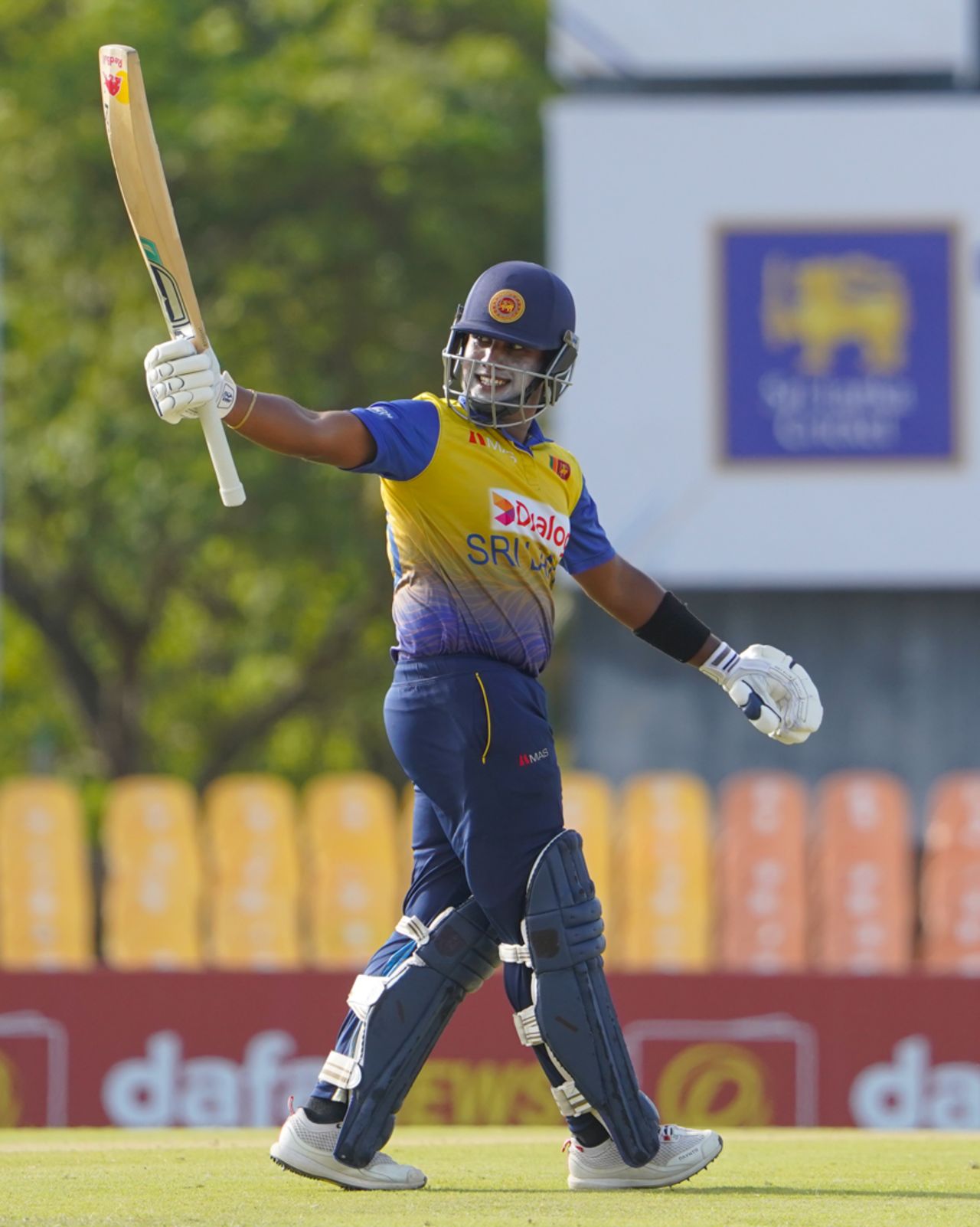 Chamari Athapaththu raises the bat after a quickfire half-century, Sri Lanka vs India, 3rd women's T20I, Dambulla, June 27, 2022