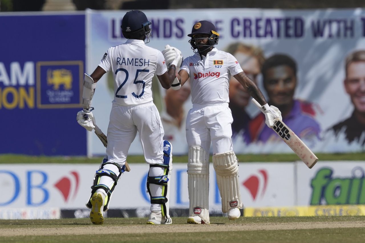 Niroshan Dickwella and Ramesh Mendis' half-century stand took Sri Lanka to tea, Sri Lanka vs Australia, 1st Test, Day 1, Galle, June 29, 2022