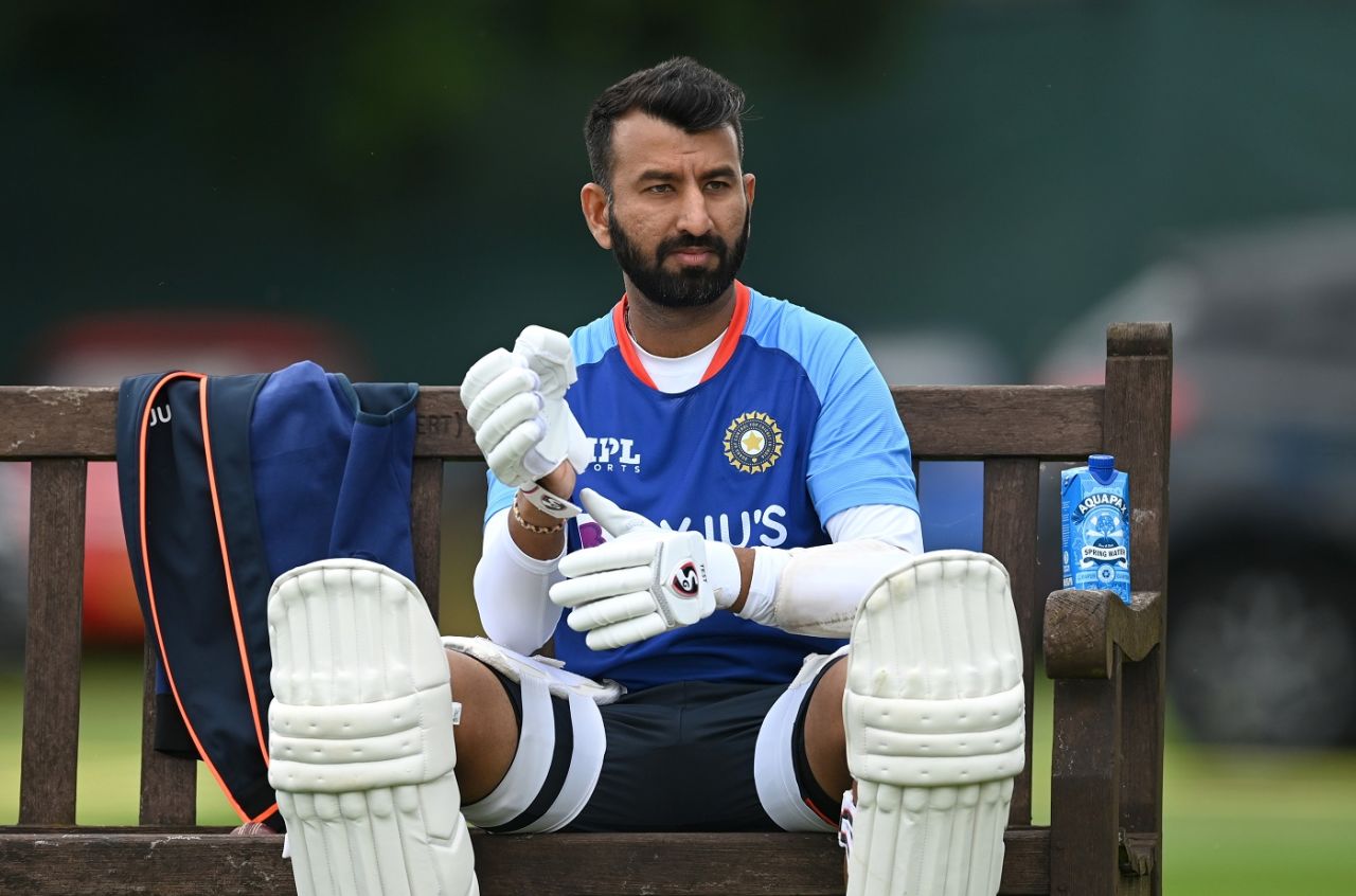 Cheteshwar Pujara during a net session, Birmingham, June 29, 2022