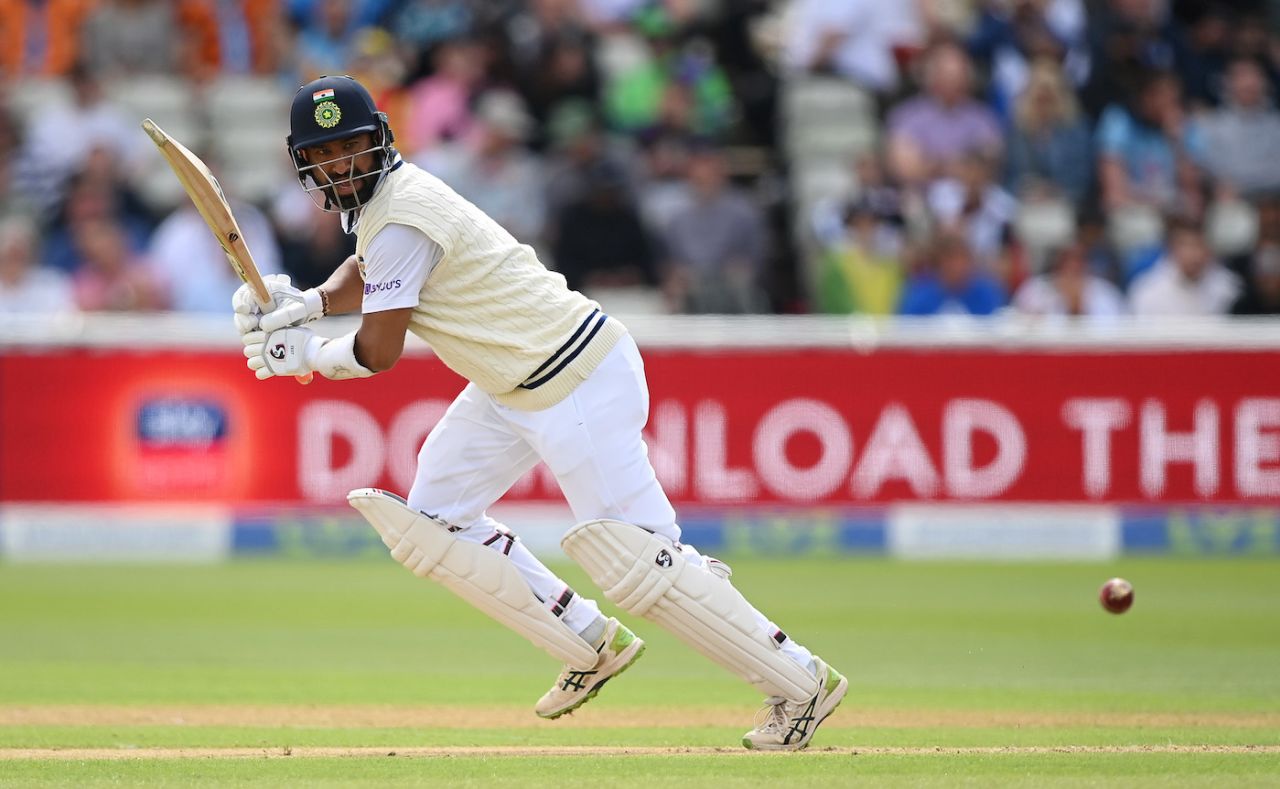 Cheteshwar Pujara was asked to open - not for the first time - and looked in control, England vs India, 5th Test, Birmingham, 1st day, July 1, 2022