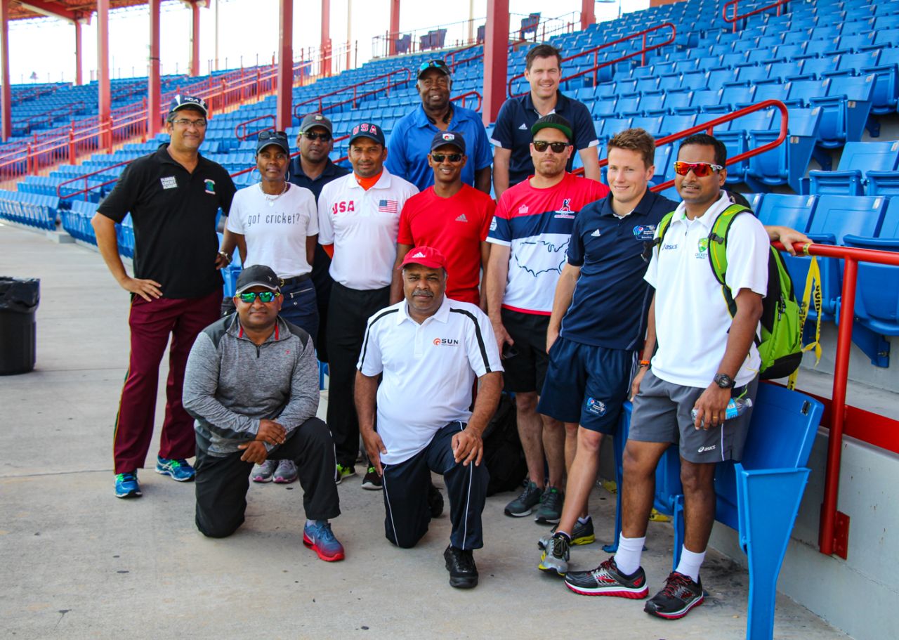 Shivnarine Chanderpaul (center, red shirt) has lived in Florida since 2005 where he has been involved in local coaching, Lauderhill, July 27, 2016