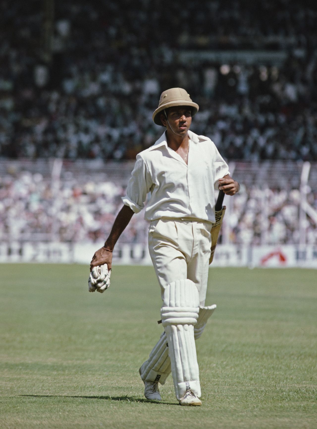 Mohinder Armanath leaves the field wearing a polo hat after being dismissed, second day, India vs Australia, Wankhede Stadium, Mumbai, November 4, 1979