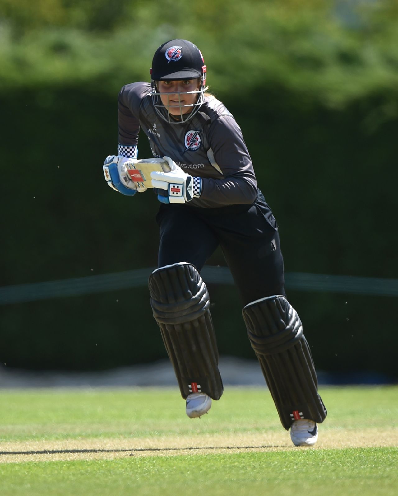 Ellie Threlkeld sets off for a run, Rachael Heyhoe Flint Trophy, Lightning vs Thunder at, Loughborough, July 09, 2022