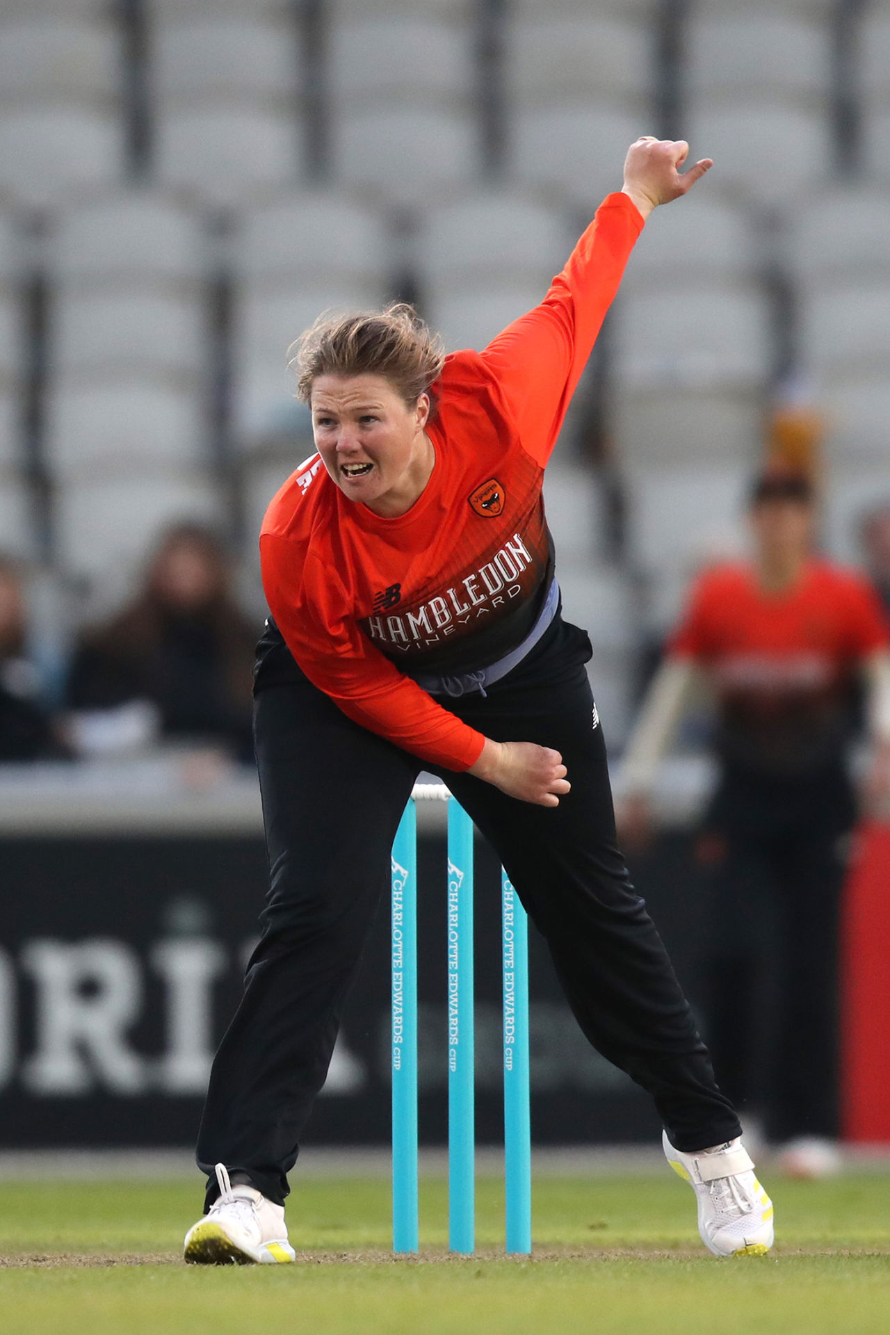 Anya Shrubsole in action for Southern Vipers, Charlotte Edwards Cup, Thunder vs Southern Vipers, Emirates Old Trafford, June 01, 2022