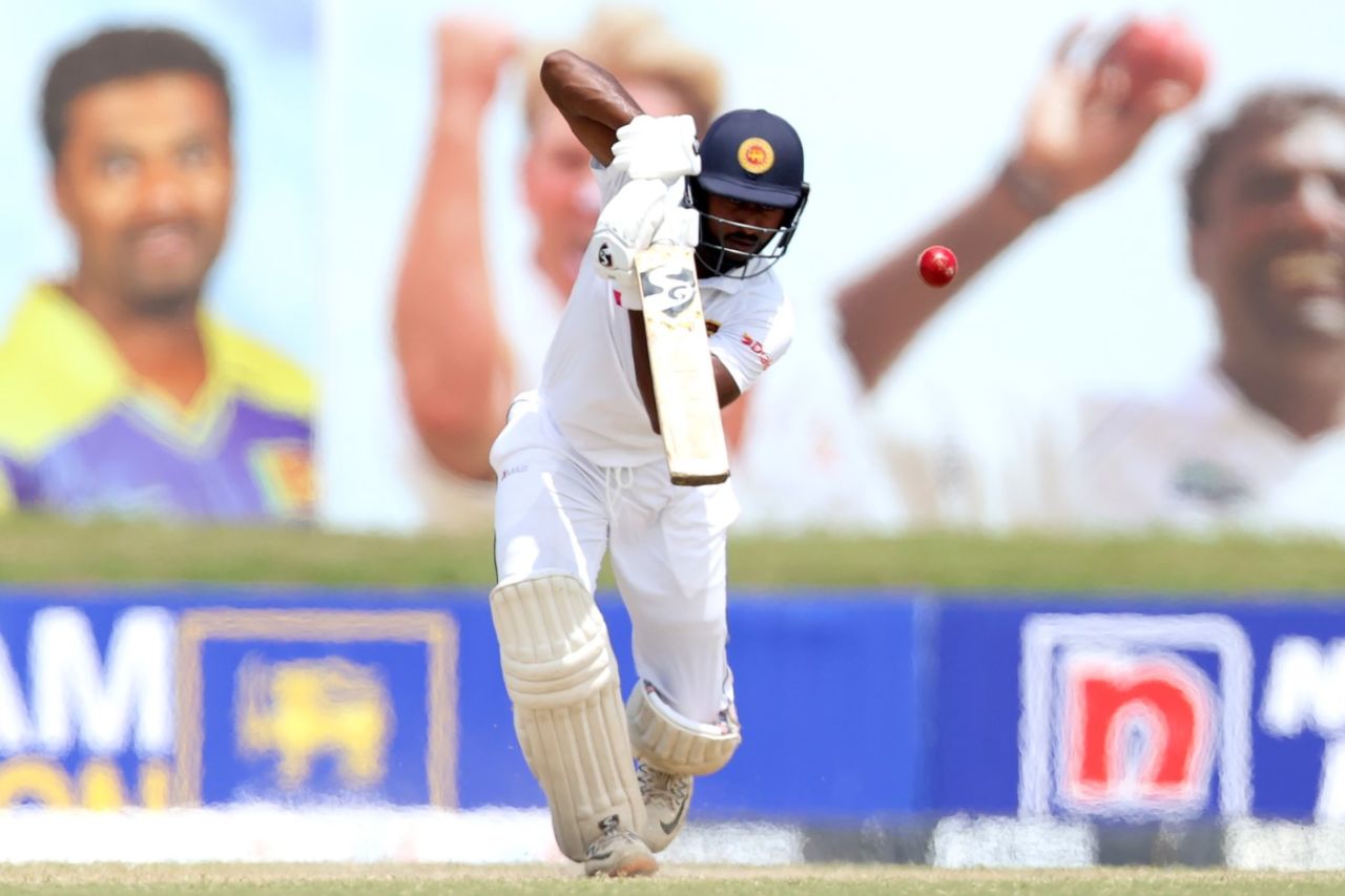 Kamindu Mendis during his first Test innings, Sri Lanka vs Australia, 2nd Test, Galle, July 10, 2022