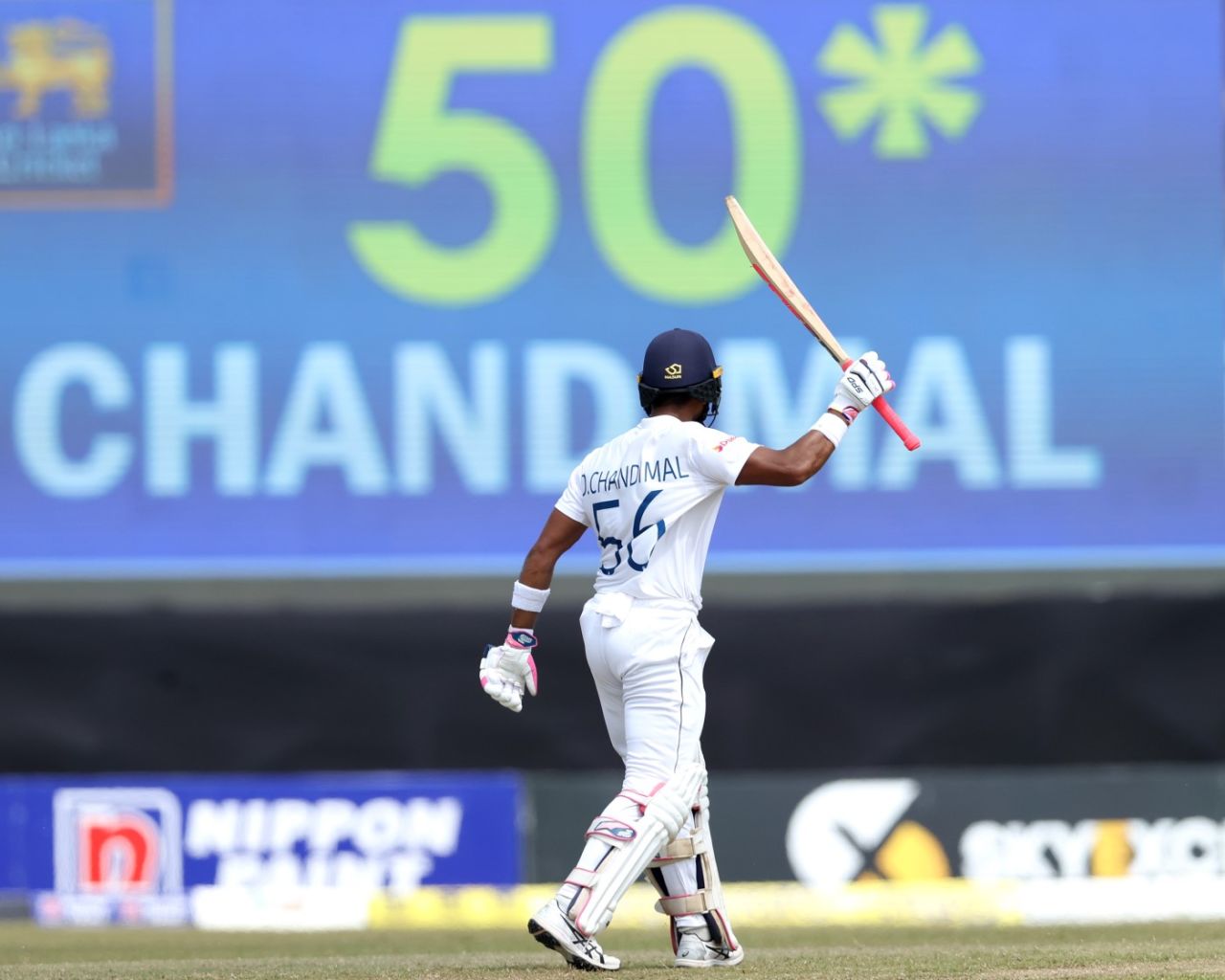 Dinesh Chandimal goes to his half-century, Sri Lanka vs Australia, 2nd Test, Galle, July 10, 2022