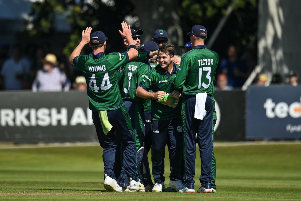 Curtis Campher had a dream outing with the ball, dismissing Tom Latham, Henry Nicholls, and Martin Guptill, Ireland vs New Zealand, 1st ODI, Dublin, July 10, 2022