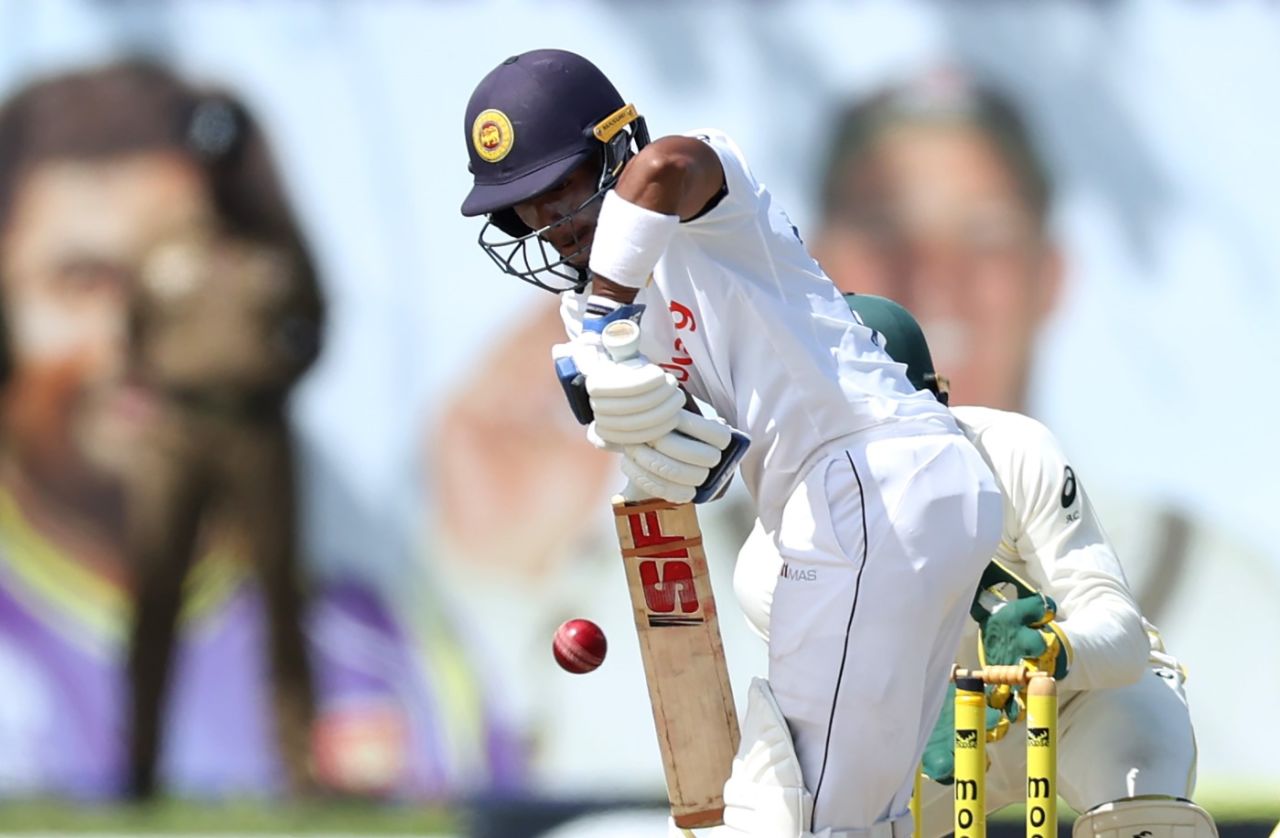 Pathum Nissanka defends, Sri Lanka vs Australia, 1st Test, Galle, July 1, 2022
