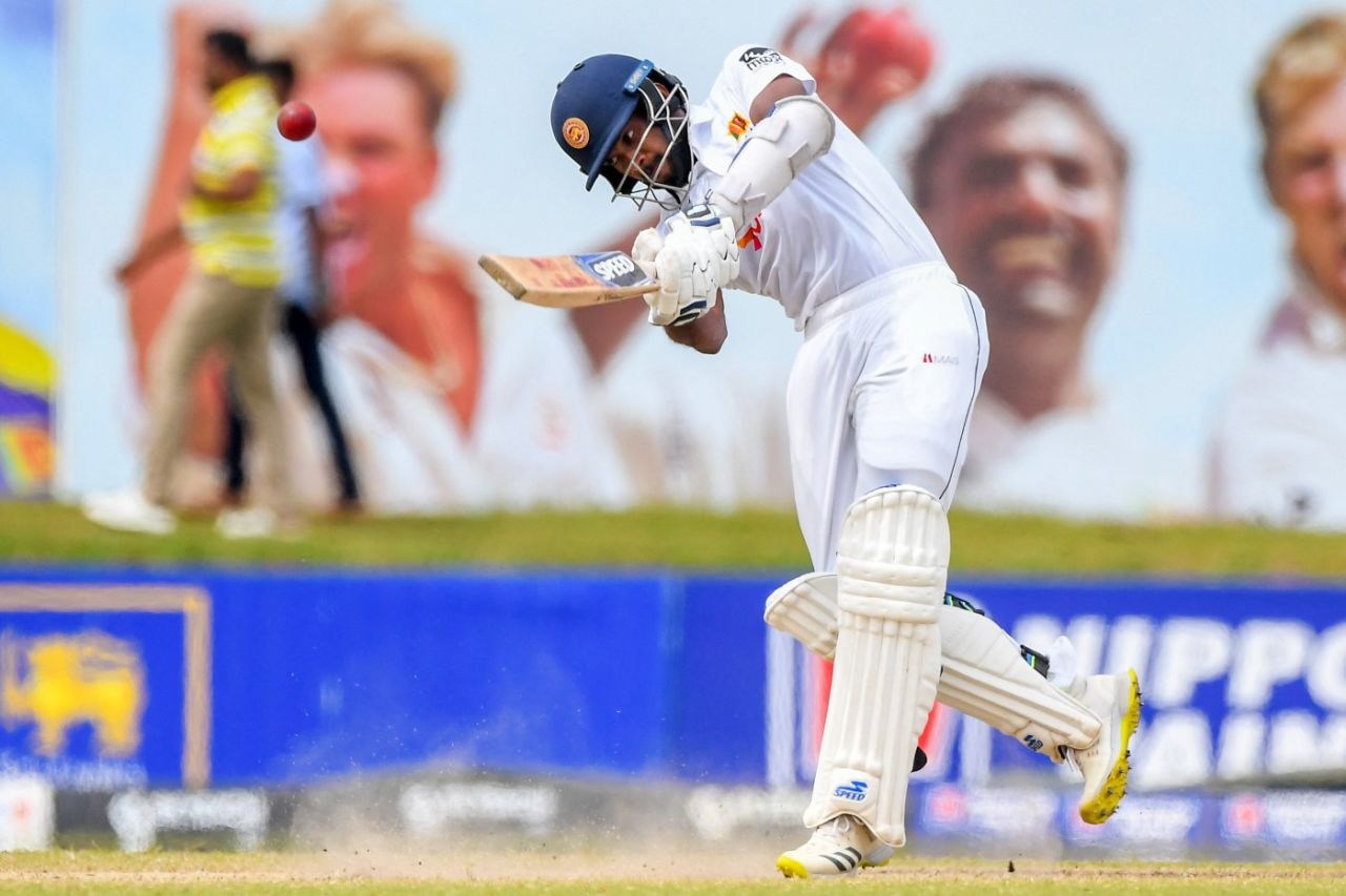 Ramesh Mendis uses his feet, Sri Lanka vs Australia, 2nd Test, Galle, July 11, 2022