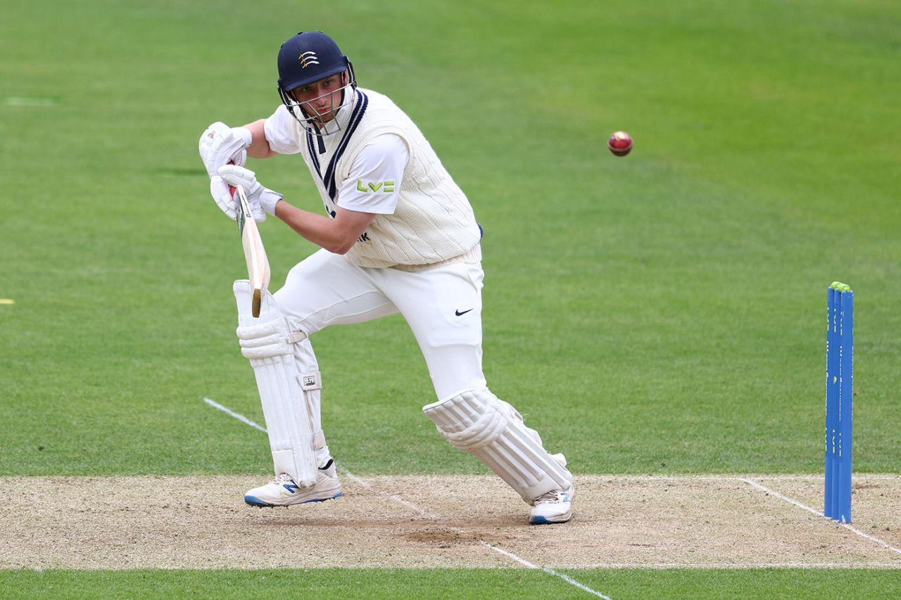 Luke Hollman works one to the off side, LV= Insurance County Championship, Division 2, Middlesex vs Leicestershire, Lord's, April 29, 2022