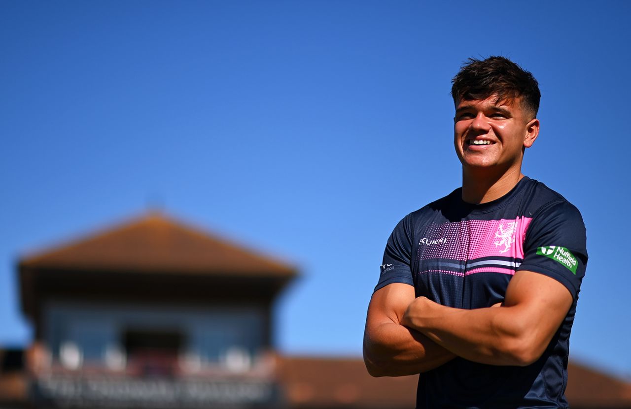 Will Smeed poses for a photoshoot at Taunton, Vitality T20 Blast quarter final, Somerset vs Derbyshire, Taunton, July 9, 2022