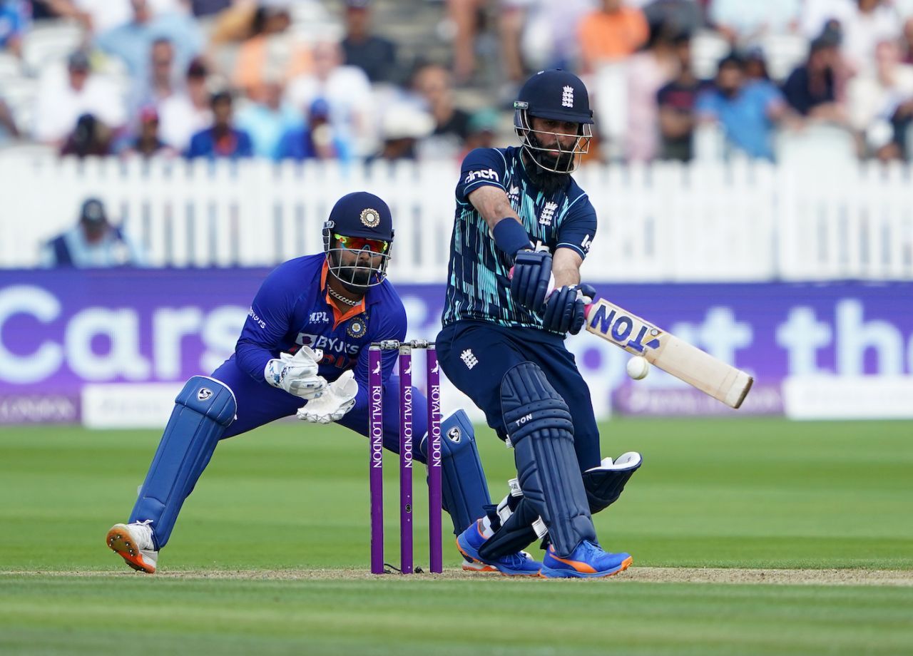 Moeen Ali's defiance helped England stop the flow of wickets in the middle overs, England vs India, 2nd ODI, Lord's, London, July 14, 2022