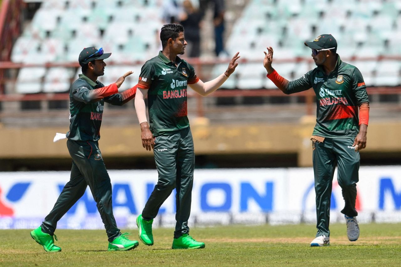 Nasum Ahmed got rid of Keacy Carty, West Indies vs Bangladesh, 3rd ODI, Providence, July 16, 2022