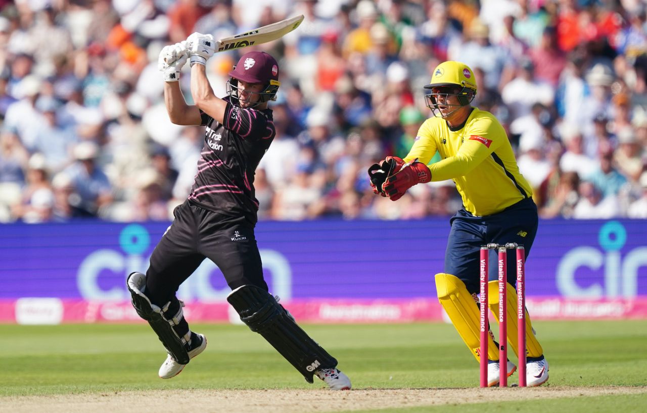 Tom Lammonby aims for the leg side, Vitality Blast T20, 2nd semi-final, Hampshire vs Somerset, Edgbaston, July 16, 2022