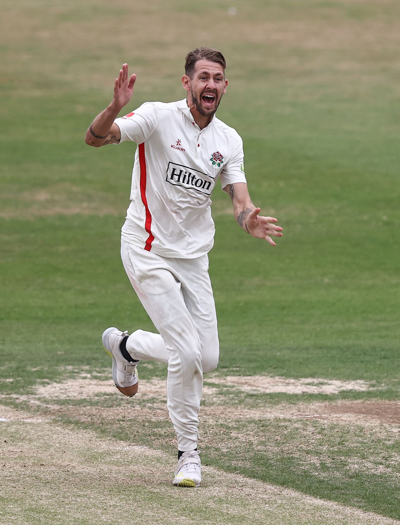 Tom Bailey successfully appeals to the umpire for the wicket of Will Young, LV= Insurance County Championship, Division 1, Northamptonshire vs Lancashire, Northampton, July 21, 2022