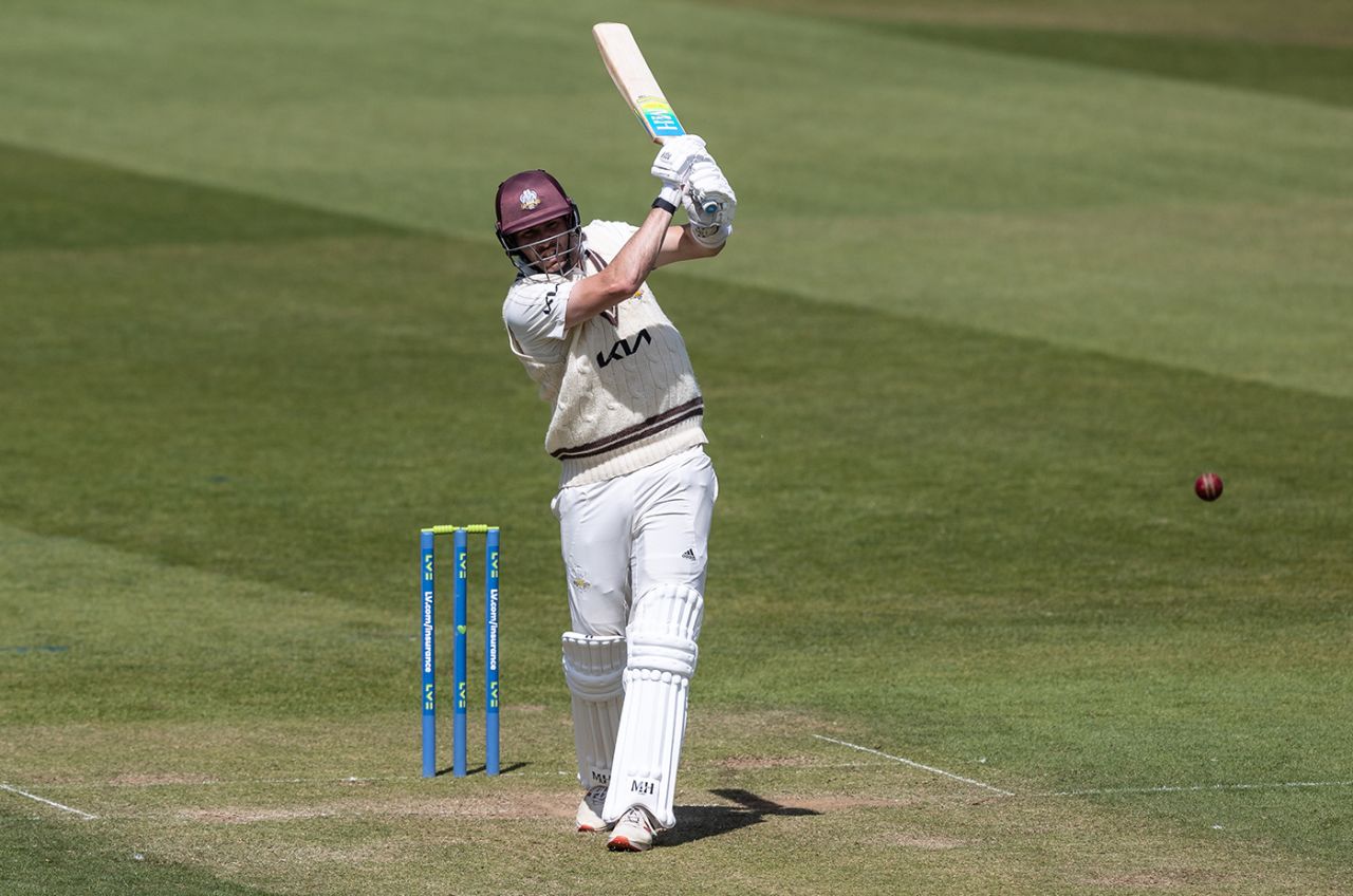 Jamie Overton brings out the long handle, Surrey vs Northamptonshire, LV= Insurance Championship, Division One, Kia Oval, 2nd day, May 6, 2022
