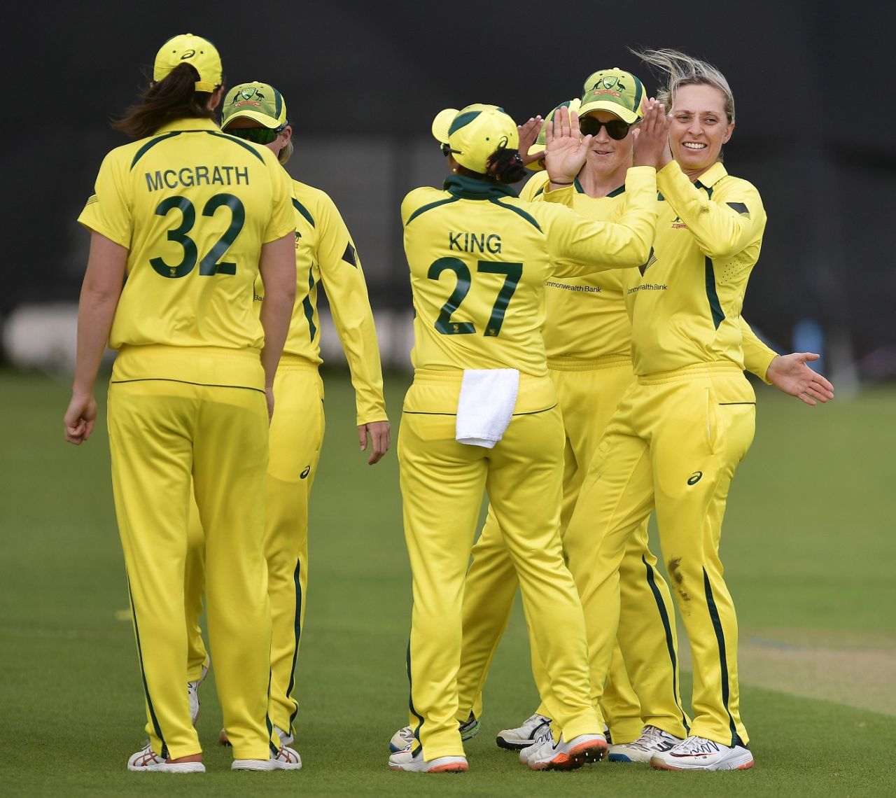 Ashleigh Gardner celebrates a wicket, Australia vs Pakistan, 5th T20I, Ireland Tri-Nation Women's T20I series, Bready, July 23, 2022