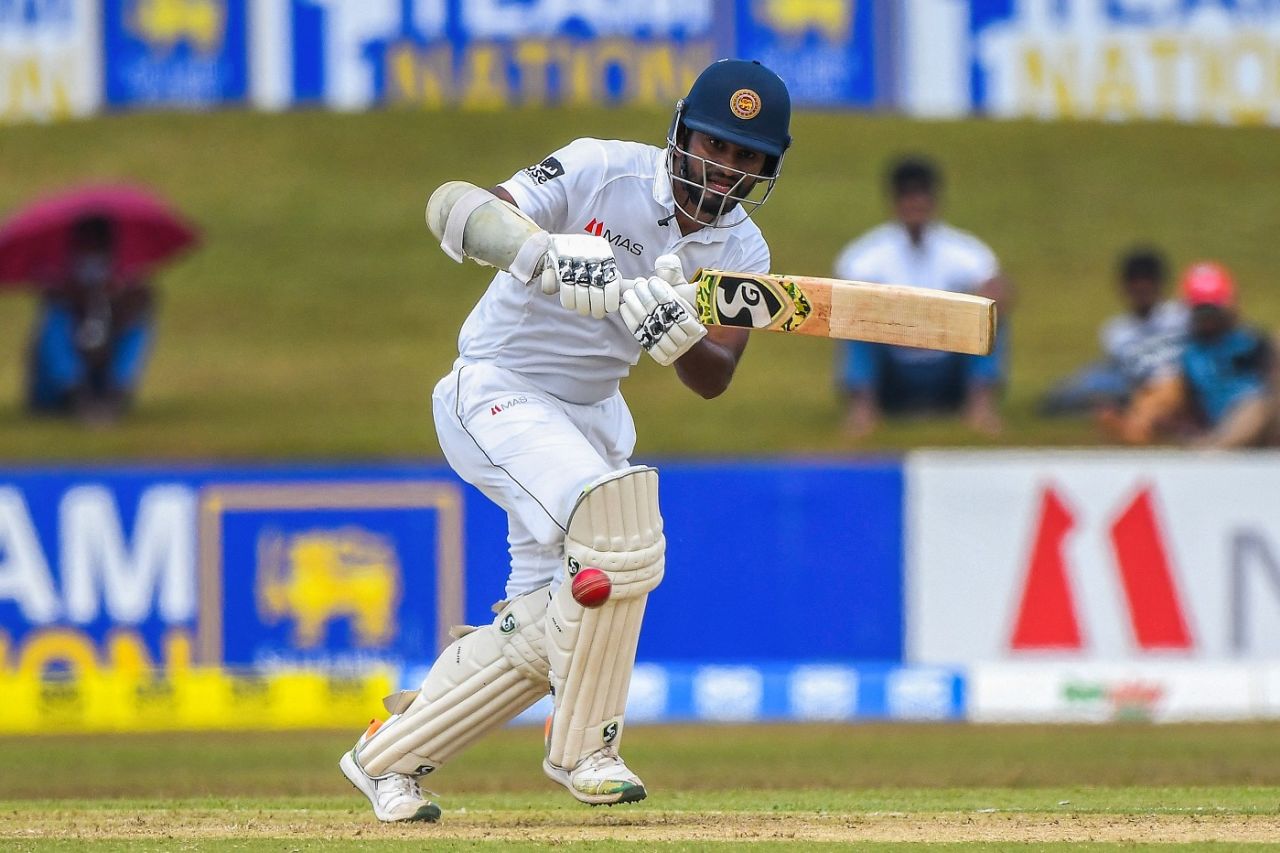 Dimuth Karunaratne sends one down the ground, Sri Lanka vs Pakistan, 2nd Test, Galle, 1st day, July 24, 2022