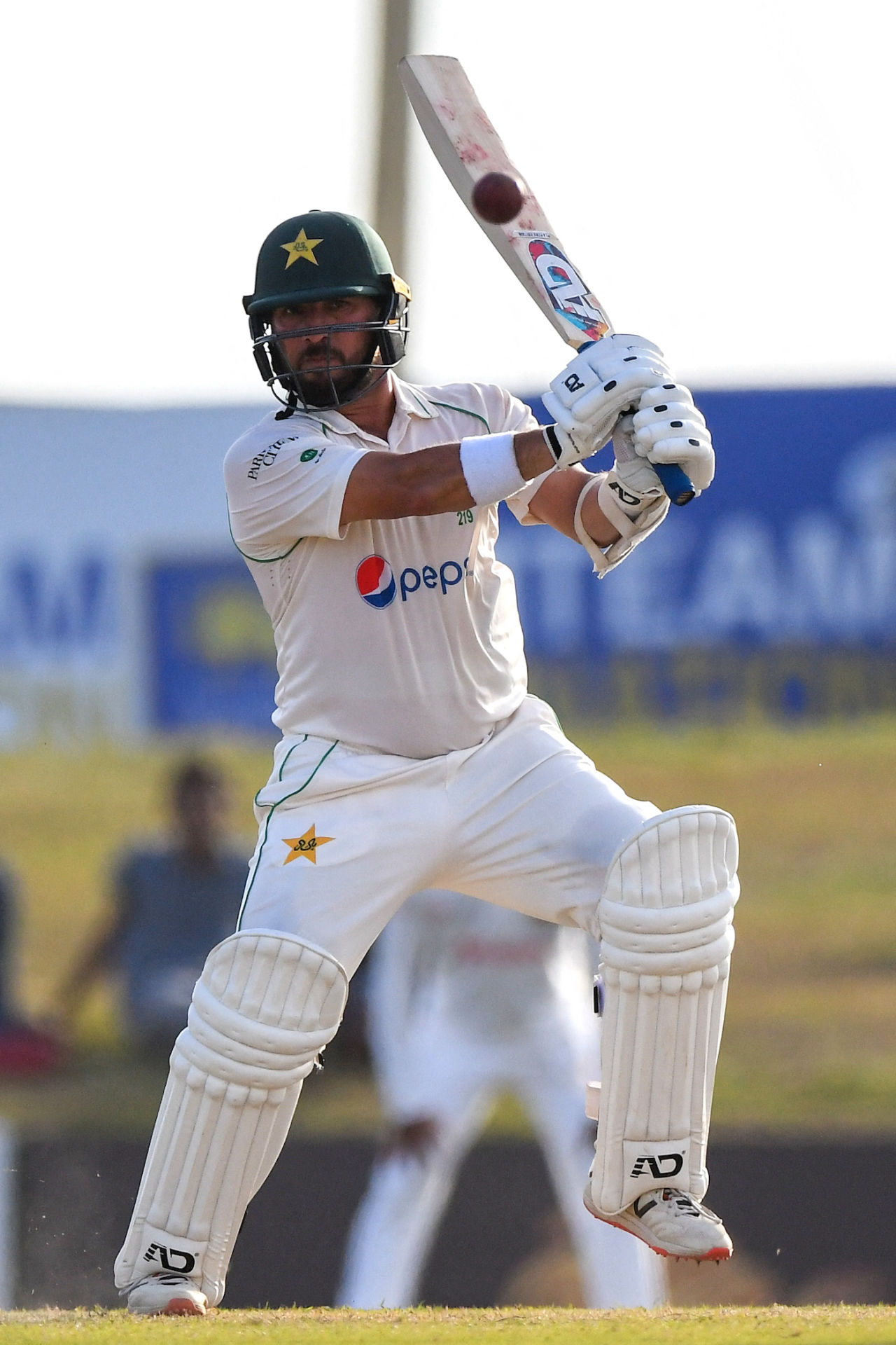 Yasir Shah punches the balls towards the covers, Sri Lanka vs Pakistan, 2nd Test, Galle, 2nd day, July 25, 2022