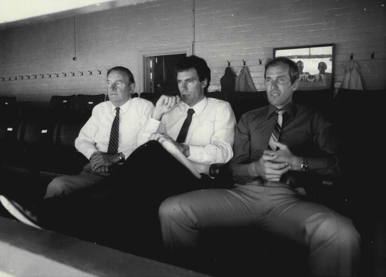 Australian selectors [L to R] Laurie Sawle, Greg Chappell and Rick McCosker at the Sydney Cricket Ground, December 2, 1984