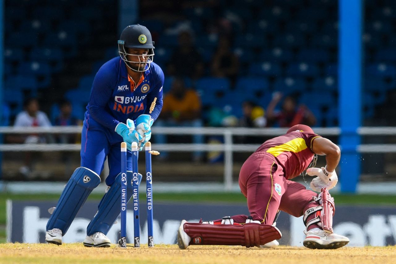 Shai Hope was stumped for 22, West Indies vs India, 3rd ODI, Port of Spain, July 27, 2022