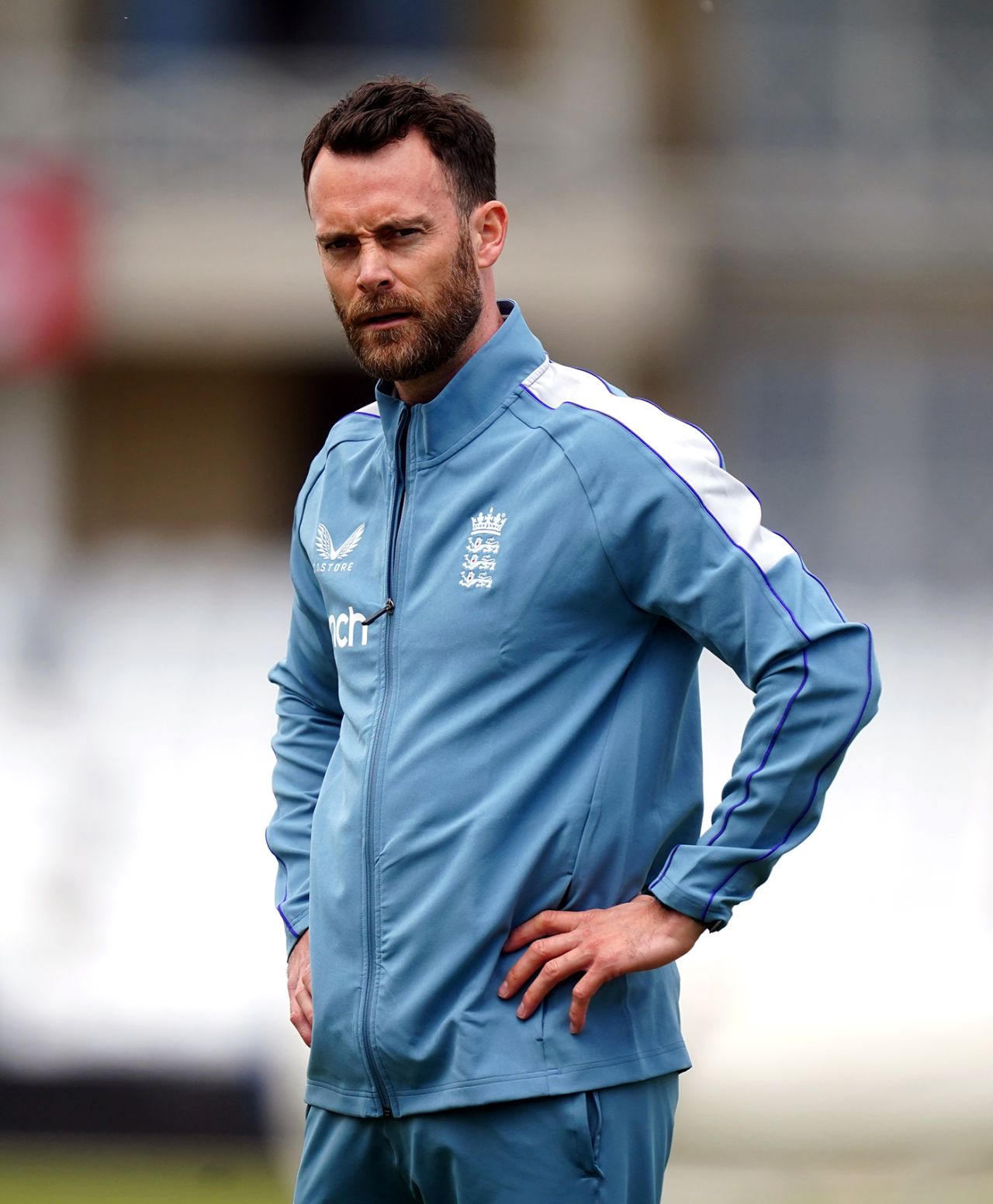 James Foster looks on during England nets, Trent Bridge, June 8, 2022