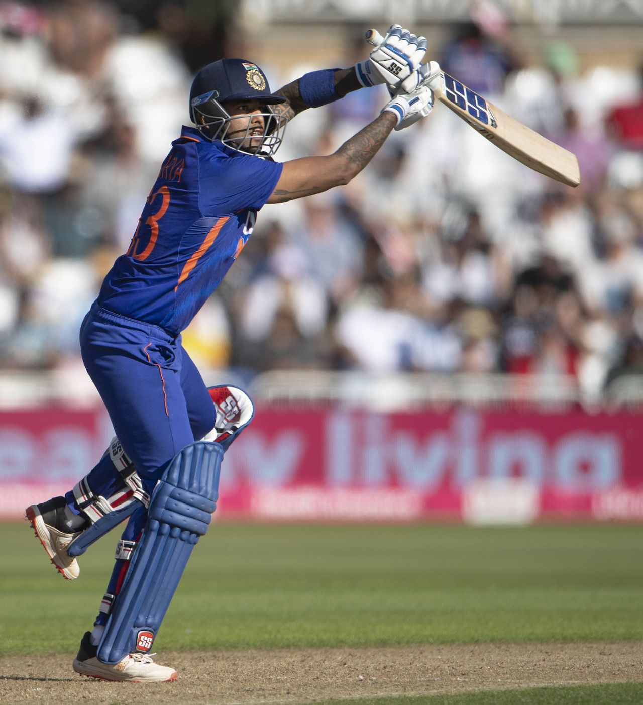 Suryakumar Yadav guides the ball towards third man, Nottingham, July 10, 2022