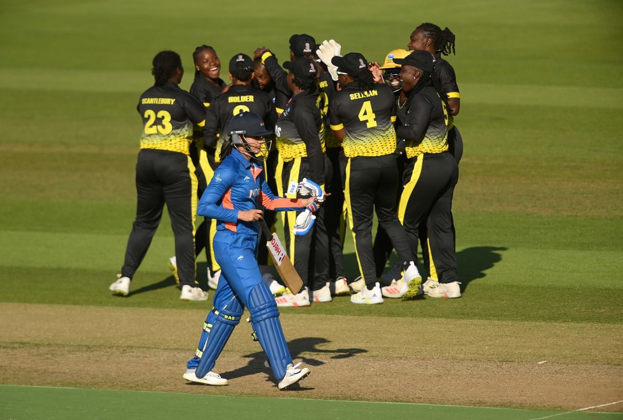 Barbados celebrate the dismissal of Smriti Mandhana, Barbados vs India, Commonwealth Games 2022, Birmingham, August 3, 2022