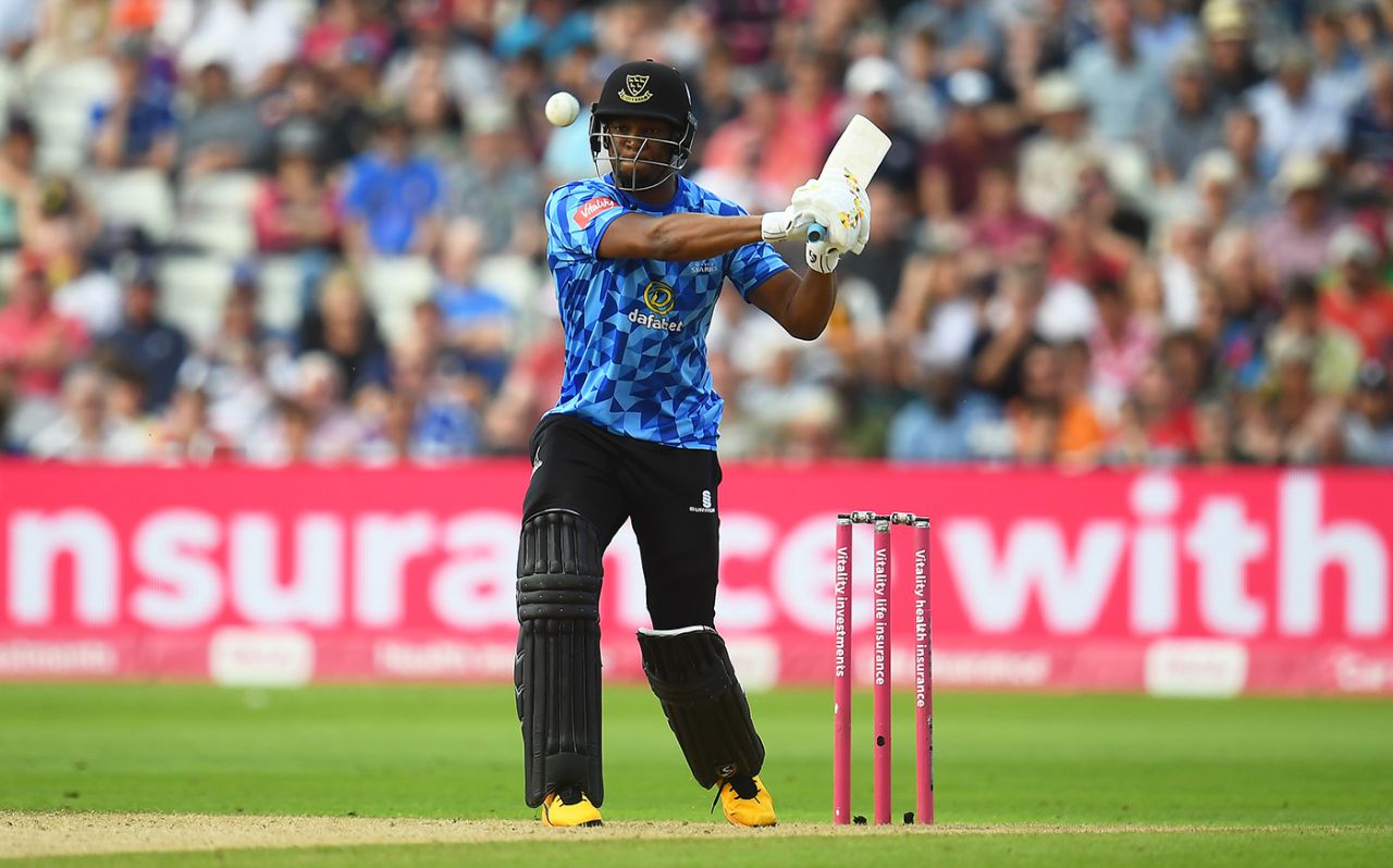 Delray Rawlins gets in position to pull, Sussex vs Kent, 2nd semi-final, Vitality T20 Blast Finals Day, Edgbaston, September 18, 2021