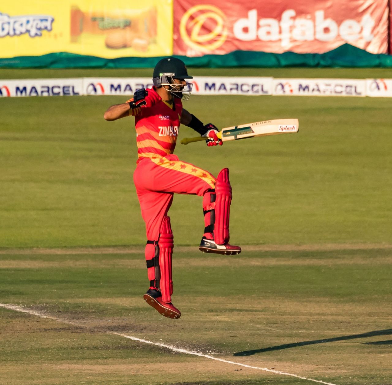 Sikandar Raza makes his elation visible after scoring a century, Zimbabwe vs Bangladesh, 1st ODI, Harare, August 5, 2022