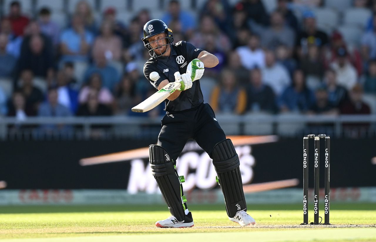 Jos Buttler brings out his scoop, Manchester Originals Men vs Northern Superchargers, The men's Hundred, Manchester, Emirates Old Trafford, August 5, 2022