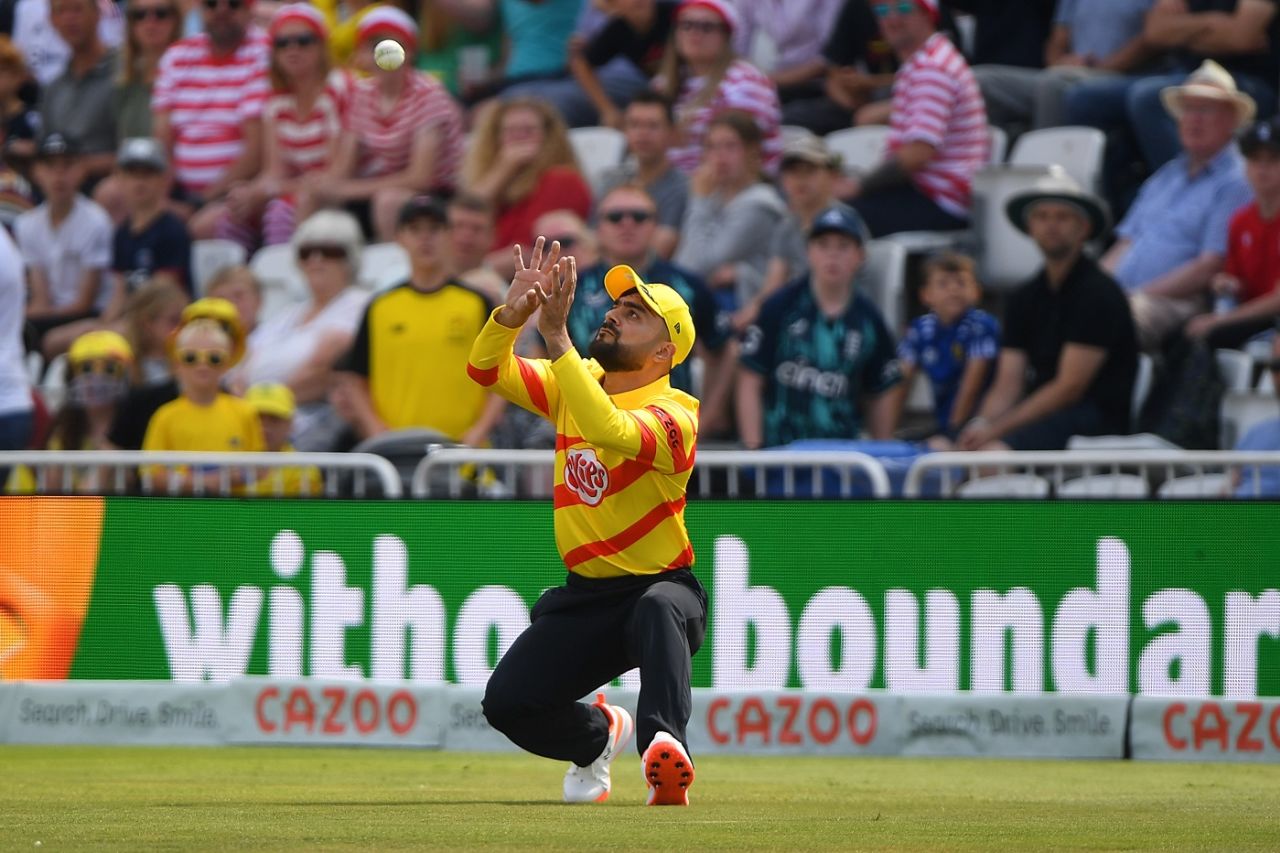 Rashid Khan gets under a catch, Birmingham Phoenix vs Trent Rockets, August 6, 2022