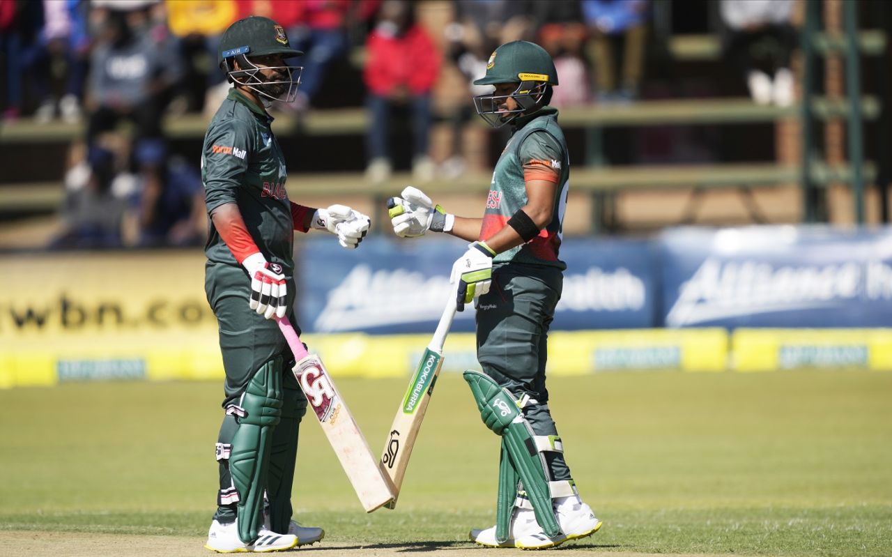 Tamim Iqbal and Anamul Haque added 71 runs for the opening wicket before both fell in quick succession, Zimbabwe vs Bangladesh, 2nd ODI, Harare, August 7, 2022
