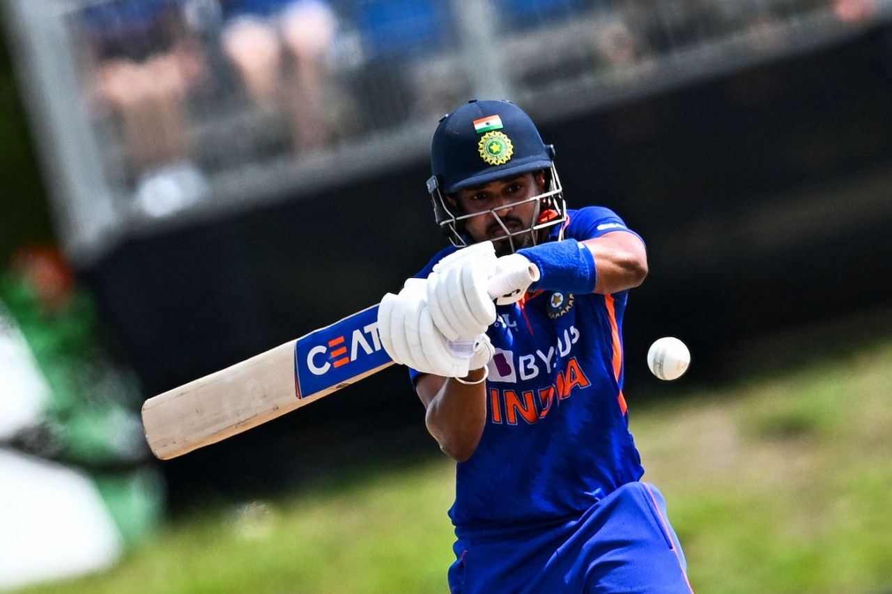 Shreyas Iyer shapes up for the pull, West Indies vs India, 5th T20I, Lauderhill, August 7, 2022
