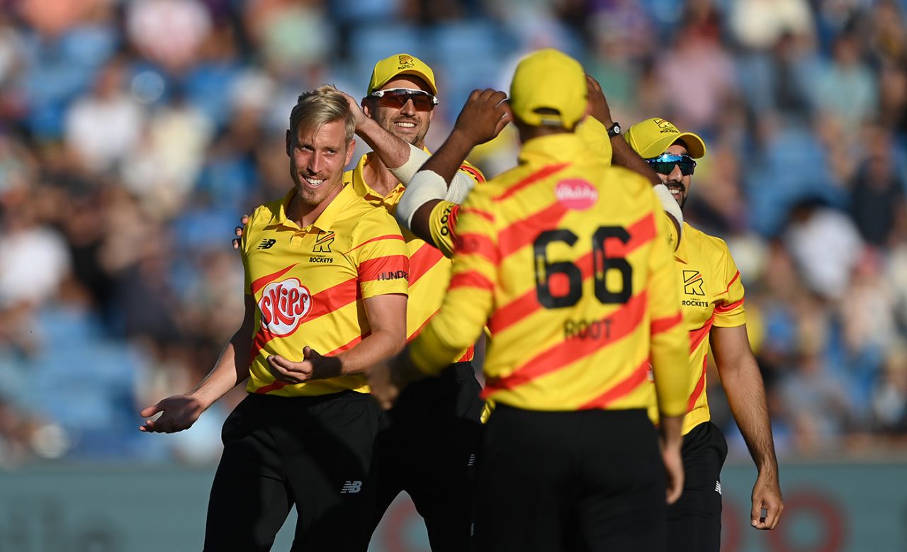 Luke Wood struck with the first ball of the match, Northern Superchargers vs Trent Rockets, Men's Hundred, Headingley, August 9, 2022