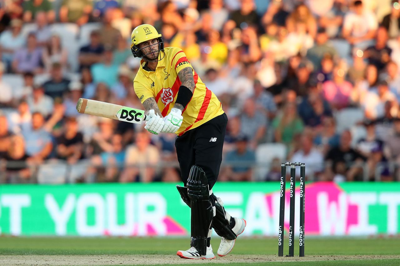 Alex Hales eyes up the leg side, Northern Superchargers vs Trent Rockets, Men's Hundred, Headingley, August 9, 2022