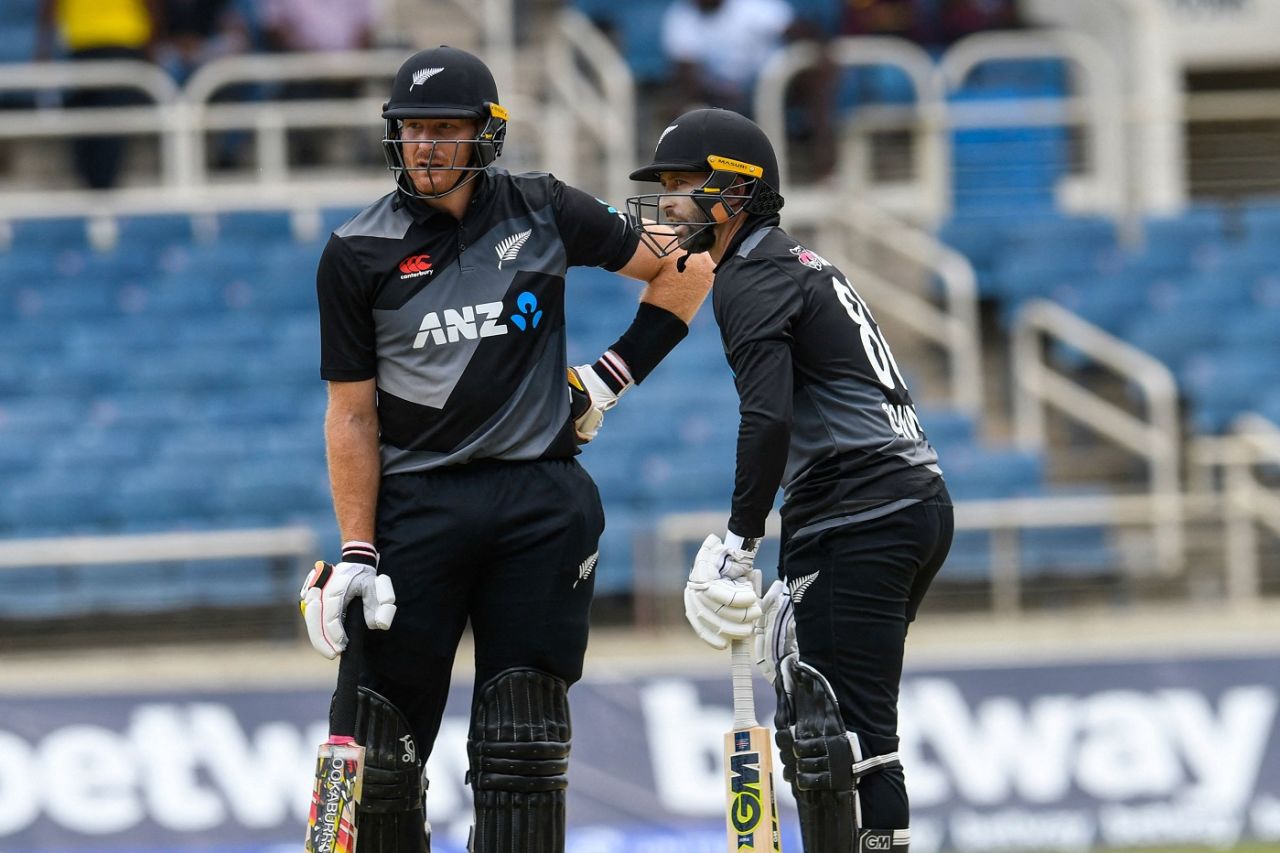 Martin Guptill and Devon Conway added 62 runs for the opening wicket in quick time, West Indies v New Zealand, 1st T20I, Kingston, August 10, 2022