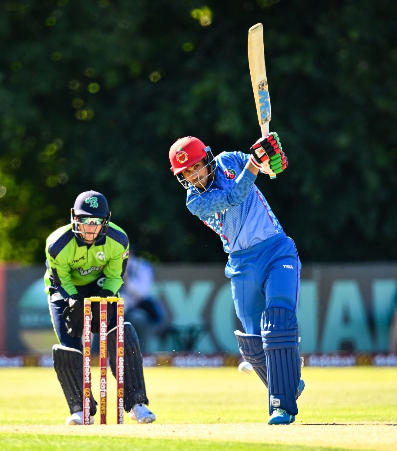 Rahmanullah Gurbaz hits down the ground, Ireland vs Afghanistan, 3rd T20I, Belfast, August 12, 2022