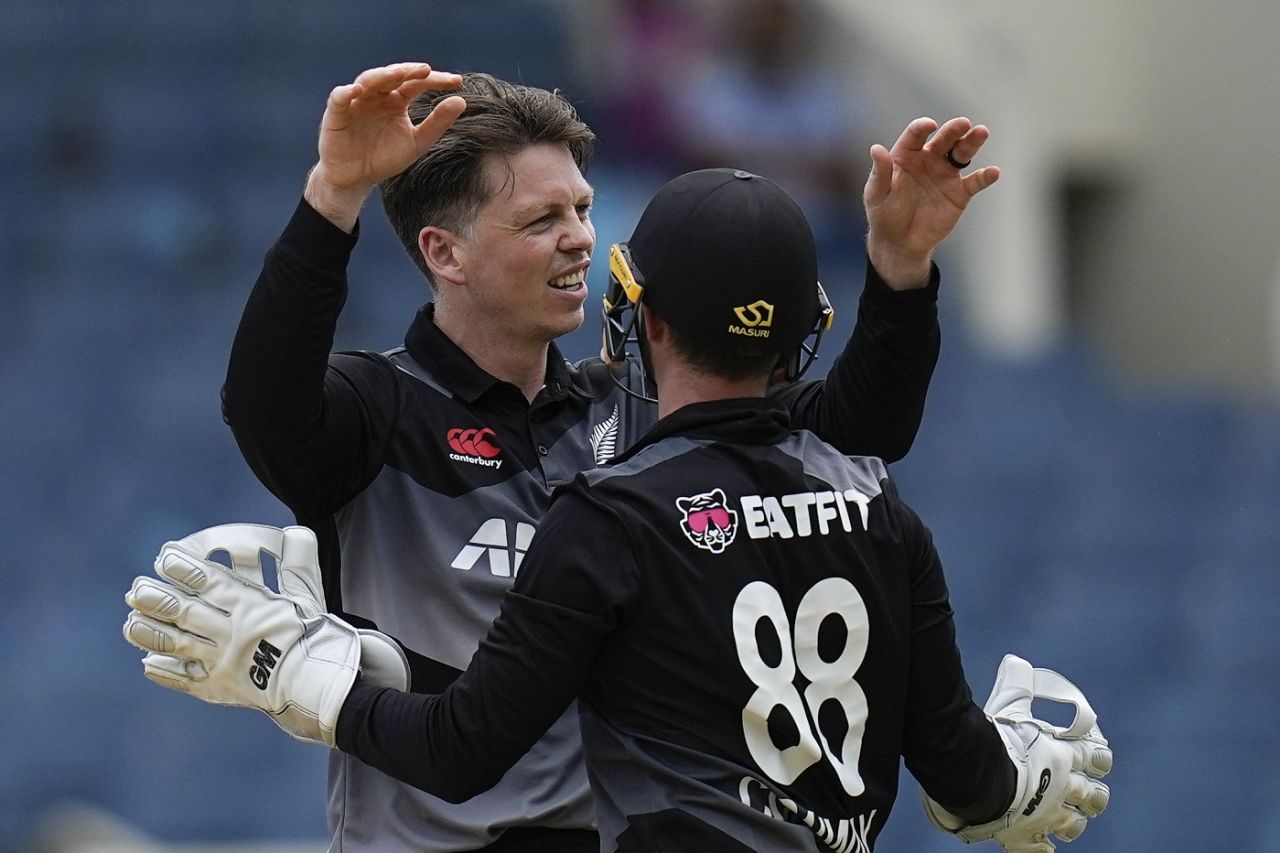 Michael Bracewell dismissed Nicholas Pooran off his spell's first delivery, West Indies vs New Zealand, 2nd T20I, Kingston, August 12, 2022