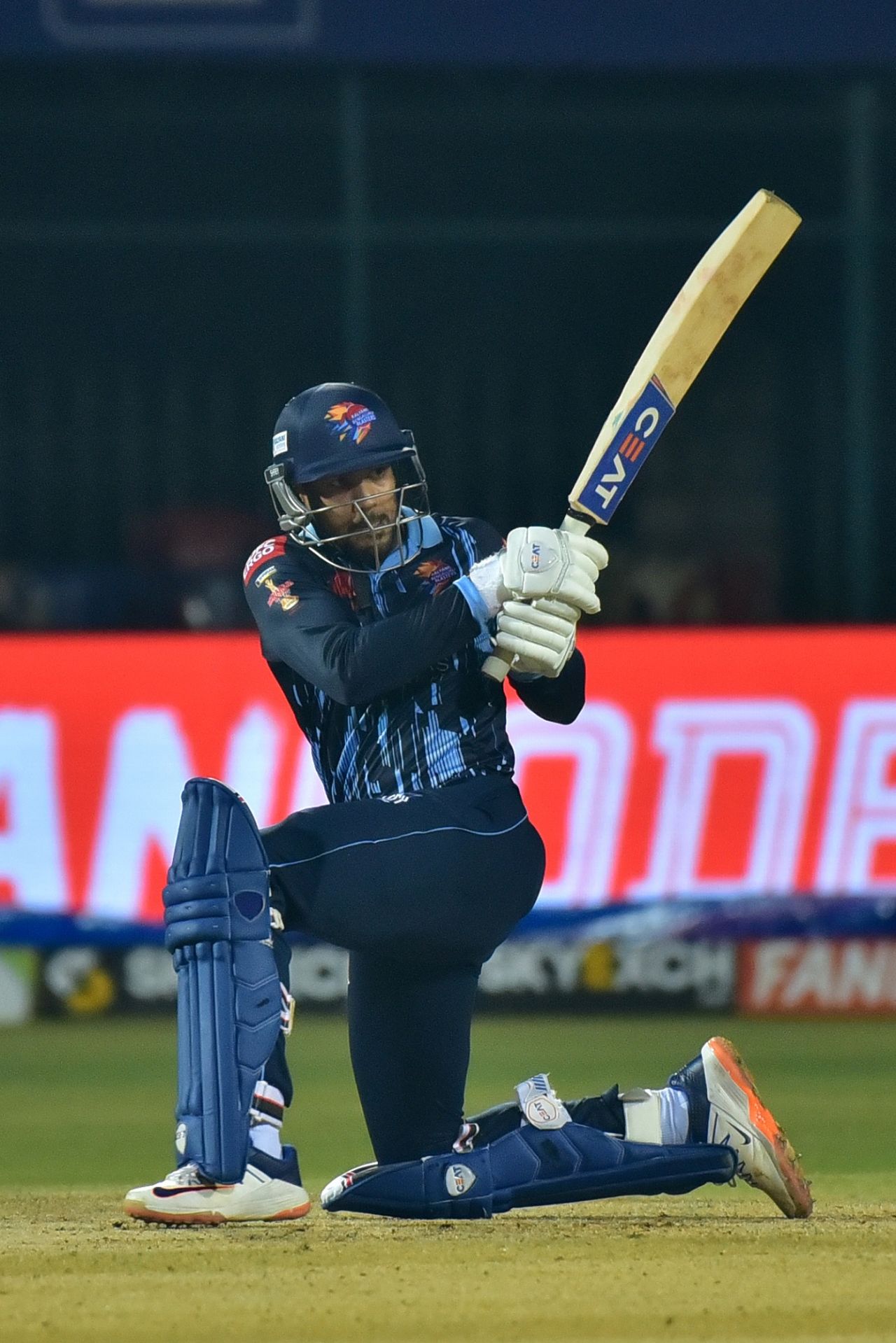Mayank Agarwal puts the sweep to good effect, Maharaja T20 Trophy 2022, Bengaluru Blasters v Shivamogga Strikers, Mysore, August 12, 2022