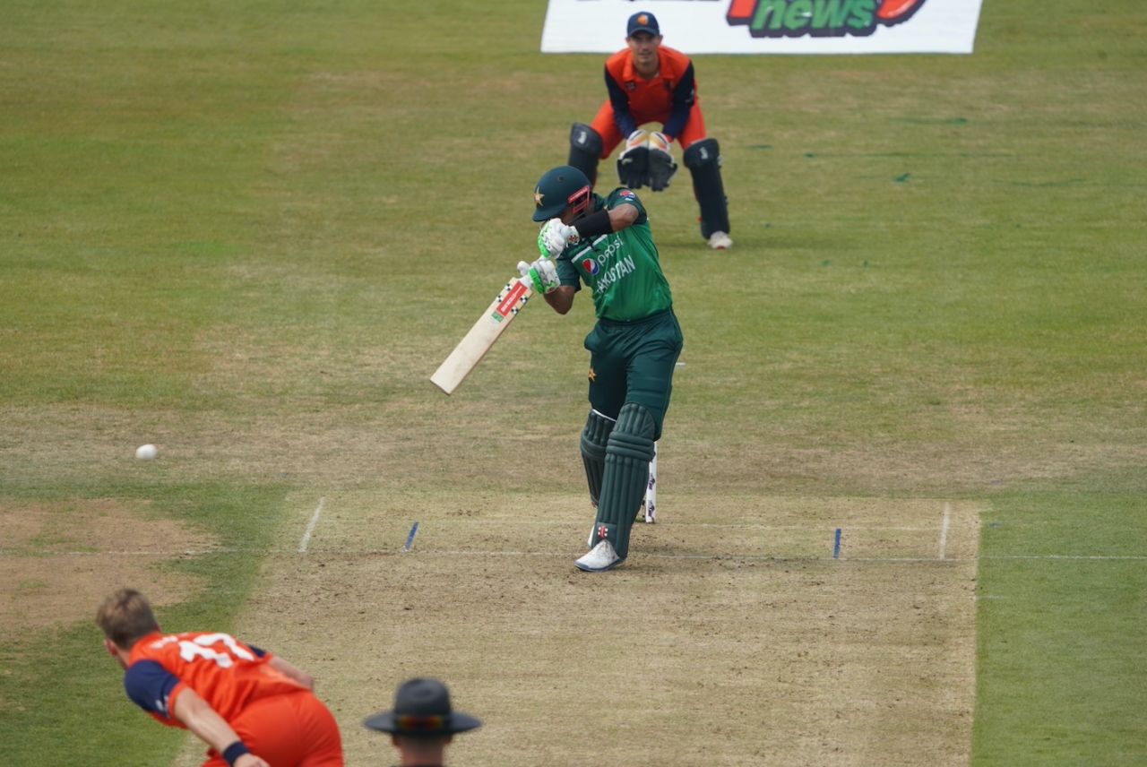 Babar Azam plays the cover drive, Netherlands vs Pakistan, 1st ODI, Rotterdam, August 16, 2022