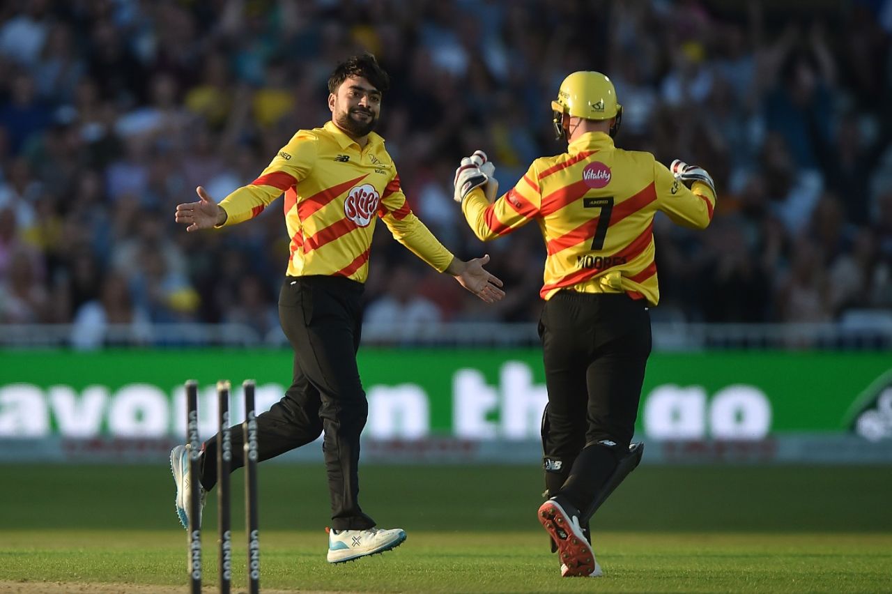 Rashid Khan was in the wickets for Trent Rockets, Trent Rockets vs London Spirit, Men's Hundred, Trent Bridge, August 20, 2022